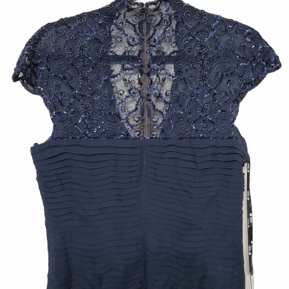 Tadashi Silk Maxi Lace Evening Sequin Beaded Dress - Picture 5 of 5